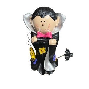 Vintage 6" Vampire Dracula‎ Figurine Halloween Prop Decor Figure w/ Springy Bat